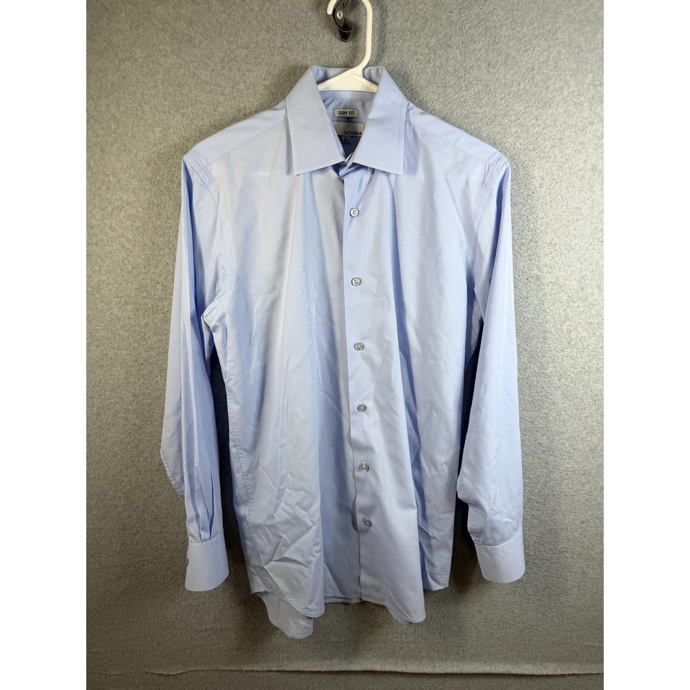 Modena Shirt Mens 15.5 32/33 Blue Slim Fit Long Sleeve Dress Spread Collar
